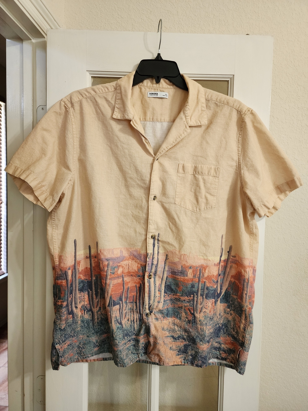 Sonoma XXL Cotton Linen Desert Cactus Camp Shirt Southwestern Resort